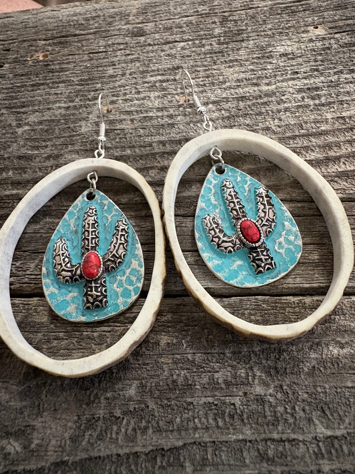 Teardrop, Cactus Accent Earrings