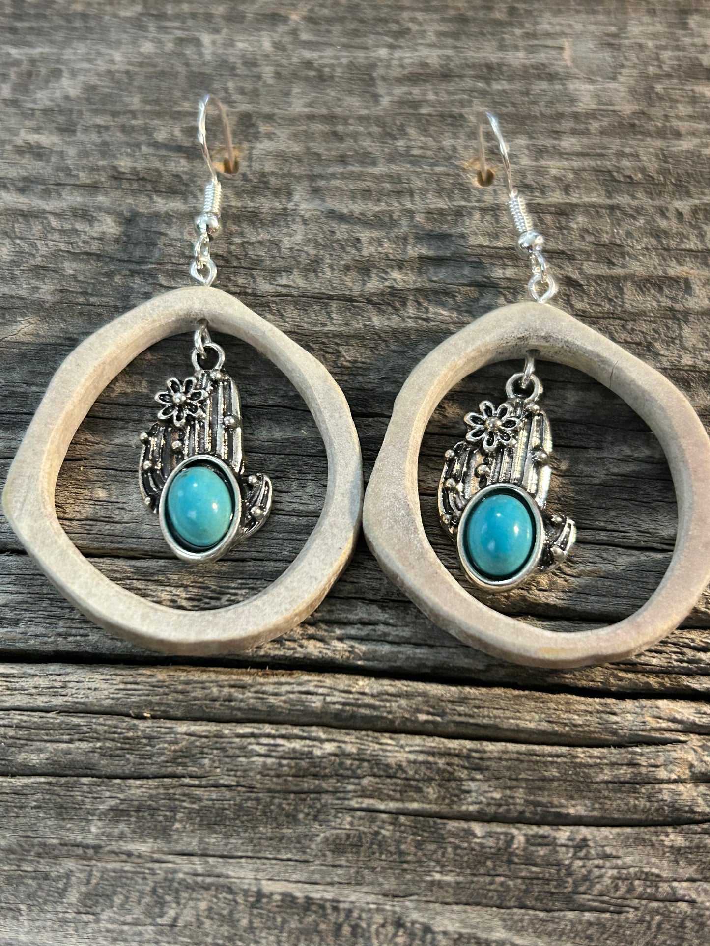Cactus scene with blue stone