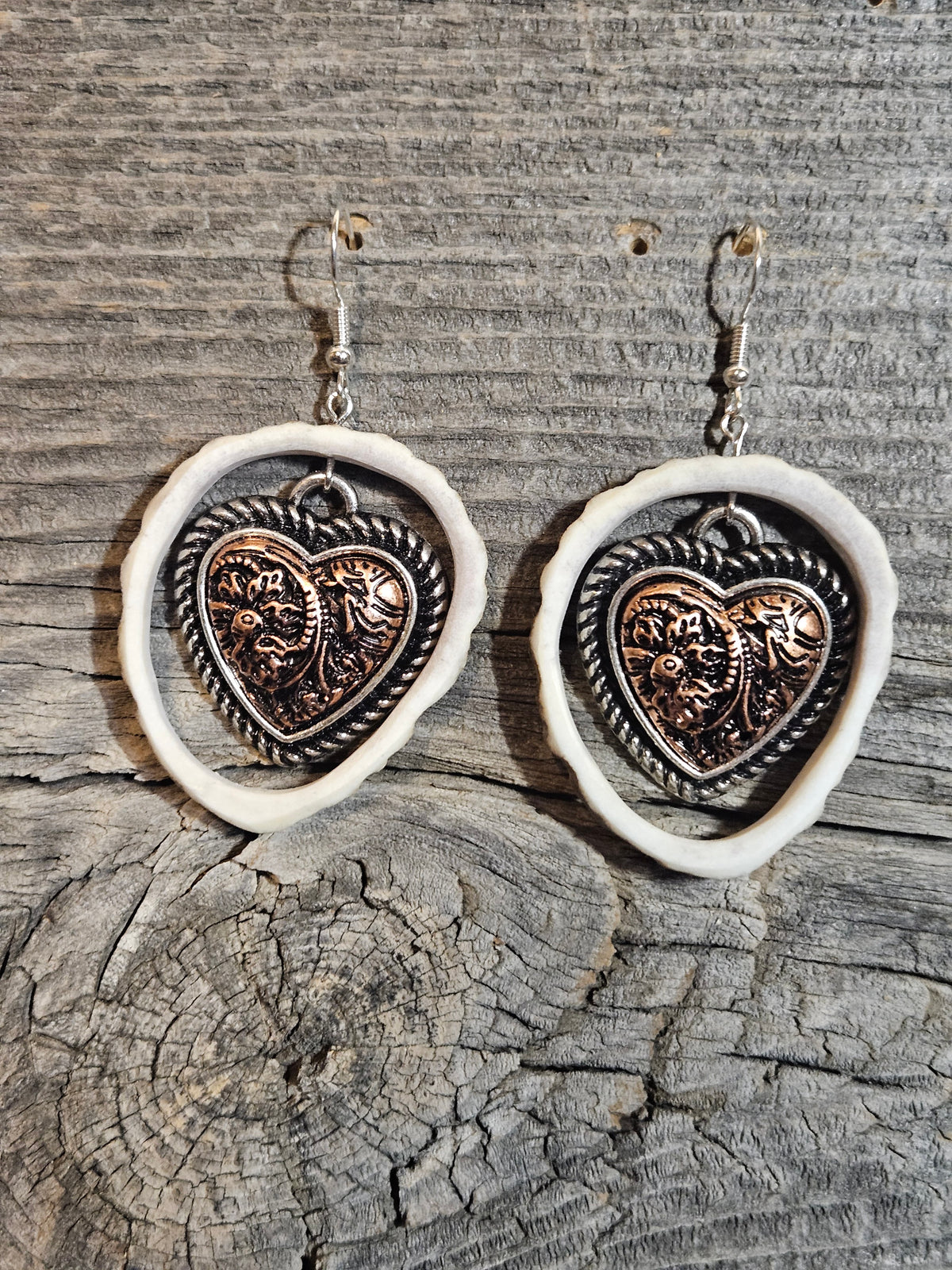 Silver and Copper Tooled Heart