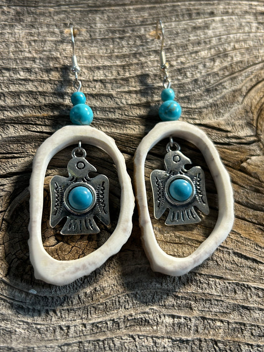 Aztec bird with sky blue accents