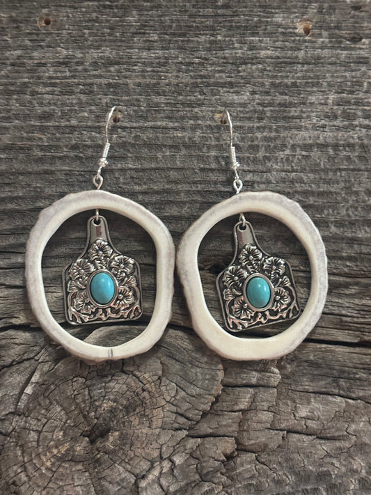 Cow tag with turquoise gem