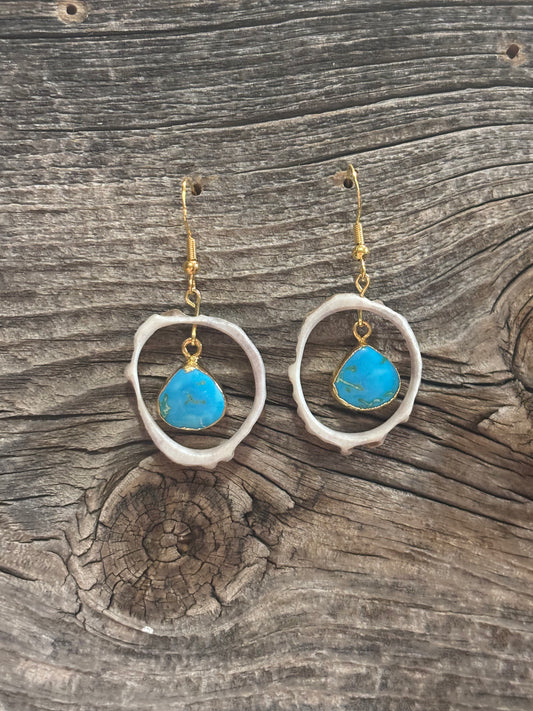Classy Turquoise drops with gold trim